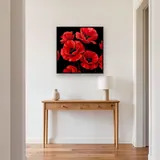 Coquelicots rouges éclatants sur fond noir – Entrée