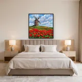 Moulin en pierre et champ de coquelicots – Chambre
