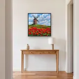 Moulin en pierre et champ de coquelicots – Entrée