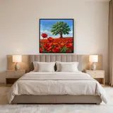 Lone Oak Tree In Red Poppy Field – Bedroom