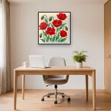 Bouquet de coquelicots rouges sur fond crème – Bureau