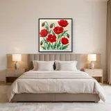 Bouquet de coquelicots rouges sur fond crème – Chambre