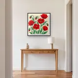 Bouquet de coquelicots rouges sur fond crème – Entrée
