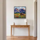 Jagged Dolomite Peaks Above A Wildflower Meadow Hut – Hallway