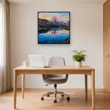 Matterhorn im Morgenlicht am stillen See – Büro