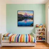 Matterhorn im Morgenlicht am stillen See – Kinderzimmer