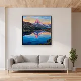 Matterhorn im Morgenlicht am stillen See – im Wohnzimmer