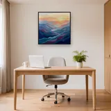 Blaue Bergkämme im Abendlicht – Büro