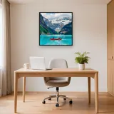 Red Canoe on a Turquoise Glacier Lake – Office
