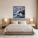 Phare sur falaise rocheuse sous tempête – Chambre
