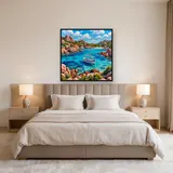 Crique turquoise et voile blanche en Corse – Chambre