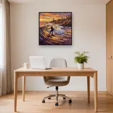 Surfer auf Welle bei Sonnenuntergang – Büro