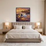 Surfer auf Welle bei Sonnenuntergang – Schlafzimmer