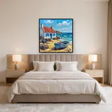 White Fisherman Cottage With Blue Shutters – Bedroom