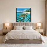 Sea Turtle Swimming In Turquoise Lagoon – Bedroom
