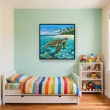 Sea Turtle Swimming In Turquoise Lagoon – Kids room