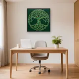 Celtic Interlaced Tree of Life in Emerald and Gold – Office