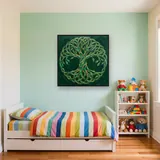 Celtic Interlaced Tree of Life in Emerald and Gold – Kids room