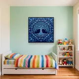 Mandala Tree of Life in Blue and White – Kids room