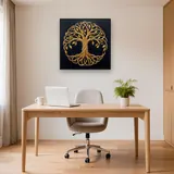 Goldener Lebensbaum auf schwarzem Grund – Büro