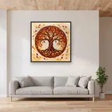 Autumn Tree of Life in Circle – displayed in a living room