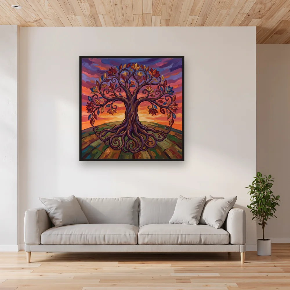 Majestic Tree On Hill At Sunset – Living room