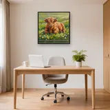 Fluffy Ginger Highland Calf in a Meadow – Office