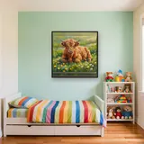Fluffy Ginger Highland Calf in a Meadow – Kids room