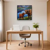 Highland Cow and Calf by the Loch – Office