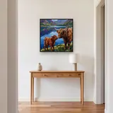 Highland Cow and Calf by the Loch – Hallway