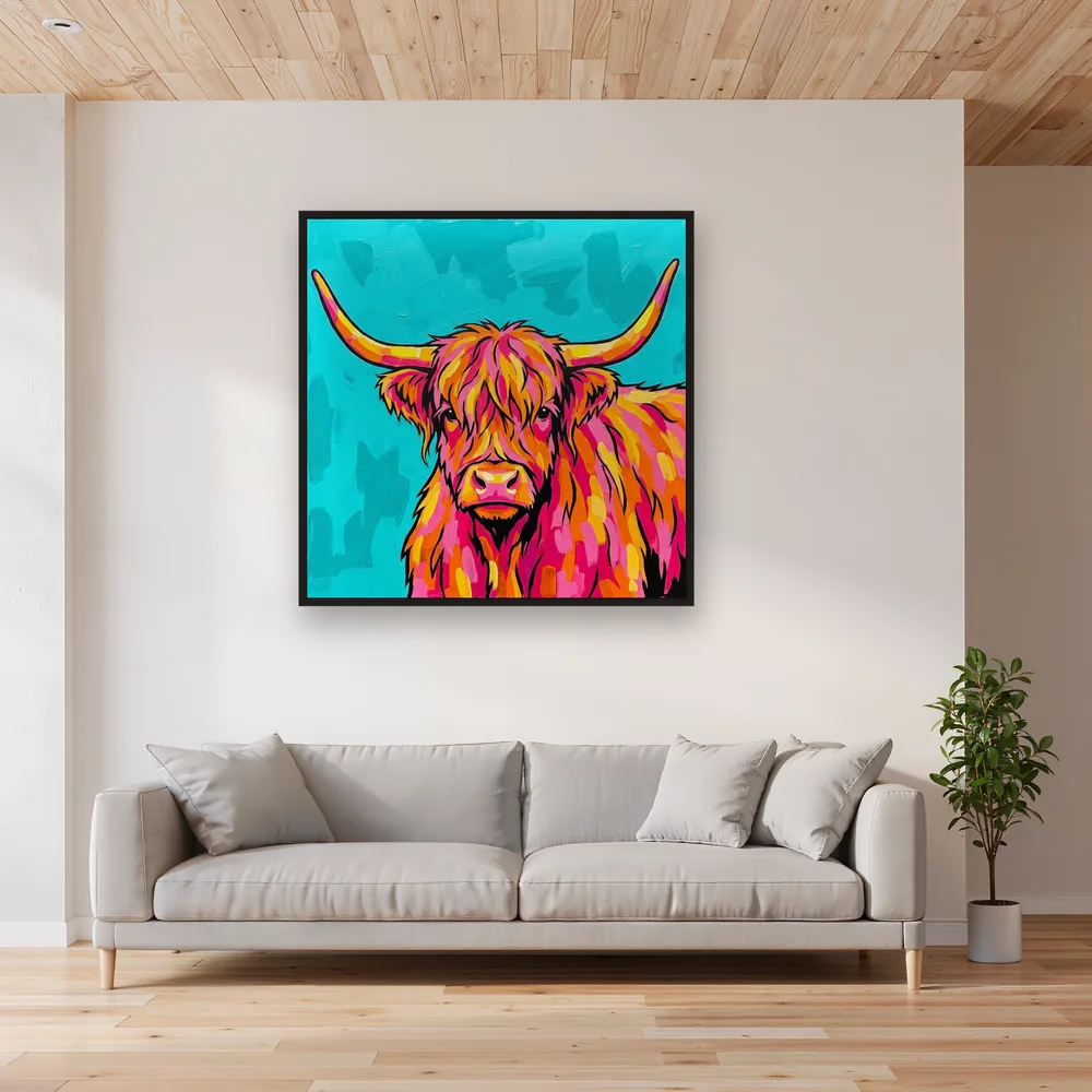 Pop Art Highland Cow Portrait – Living room