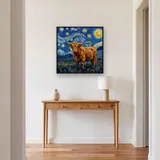 Starry Night Highland Cow In Swirling Sky – Hallway
