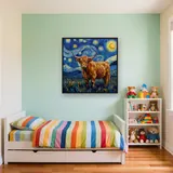 Starry Night Highland Cow In Swirling Sky – Kids room