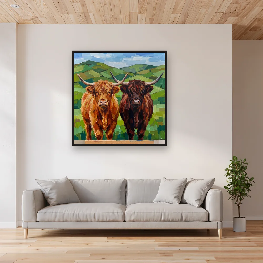 Deux Vaches Highland Côte à Côte – Salon