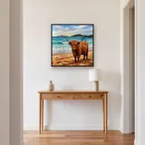 Vache des Highlands sur plage écossaise – Entrée