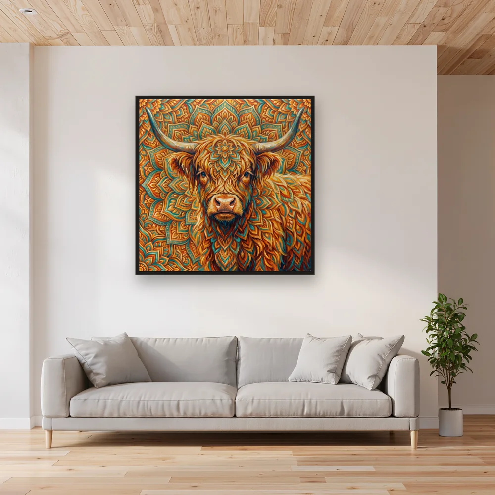 Portrait Mandala de Vache des Highlands – Salon