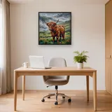 Vache des Highlands sous la pluie écossaise – Bureau