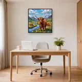Troupeau de vaches Highland dans une vallée montagneuse – Bureau