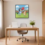 Bluey and Bingo Playing Keepy Uppy – Office