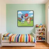 Bluey and Bingo Playing Keepy Uppy – Kids room