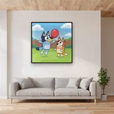 Bluey and Bingo Playing Keepy Uppy – displayed in a living room