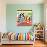 Bluey and Bingo Playing Doctor with Stethoscopes – Kids room