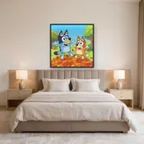 Bluey and Bingo Jumping in Autumn Leaves – Bedroom