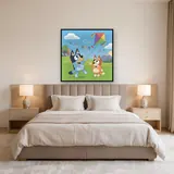 Bluey and Bingo Flying a Kite on a Windy Hill – Bedroom