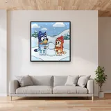 Bluey and Bingo Building a Snowman – displayed in a living room