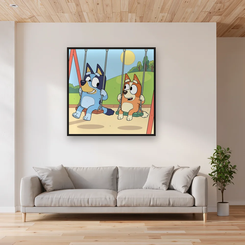 Bluey and Bingo Swinging at the Playground – Living room