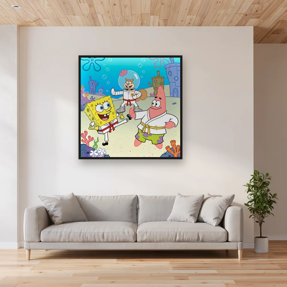 SpongeBob Patrick and Sandy Karate Battle Underwater – Living room