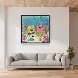 SpongeBob and Patrick Dancing at a Bikini Bottom Party – displayed in a living room