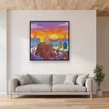Sunset Watch on the Rock with SpongeBob and Patrick – displayed in a living room