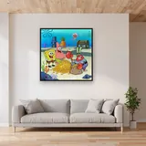 SpongeBob Patrick and Mr. Krabs With Gold Coins – displayed in a living room